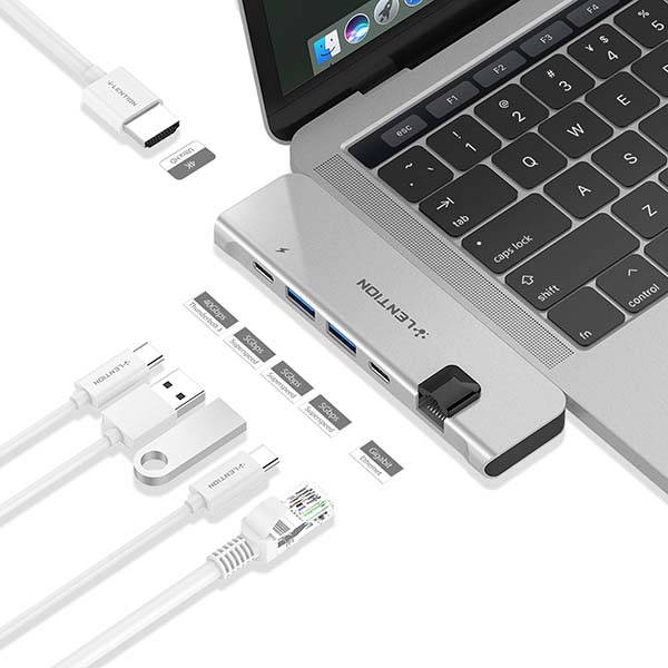 Lention Portable Aluminum USB-C Hub for MacBook