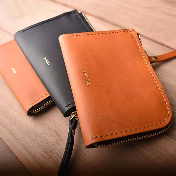 Handmade Customizable Leather Zipper Wallet