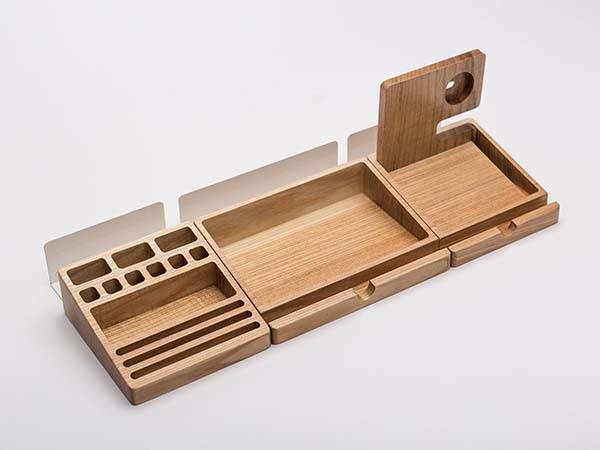 Handmade Wooden Desk Organizer Set with Apple Watch Stand, Phone Holder and More