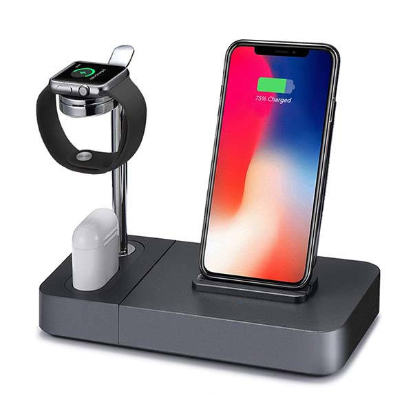 Setrovic 3-In-1 Aluminum Wireless Charging Stand for iPhone, Apple Watch and AirPods