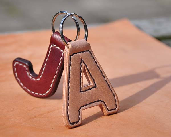 Letter & Initial Keychains Leather 