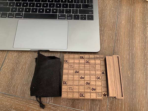 Handmade Travel Wooden Scrabble Board Game Set