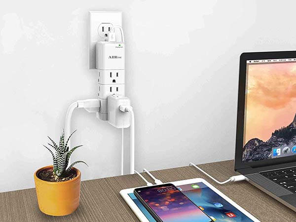 Ahrise Portable Surge Protector with USB Wall Charger