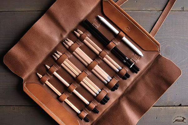 Handmade Personalized Leather Pencil Case Roll Gadgetsin Handmade Personalized Leather Pencil Case Roll Gadgetsin