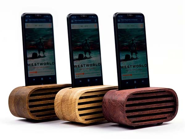 Handmade Wooden Phone Dock with Sound Amplifier