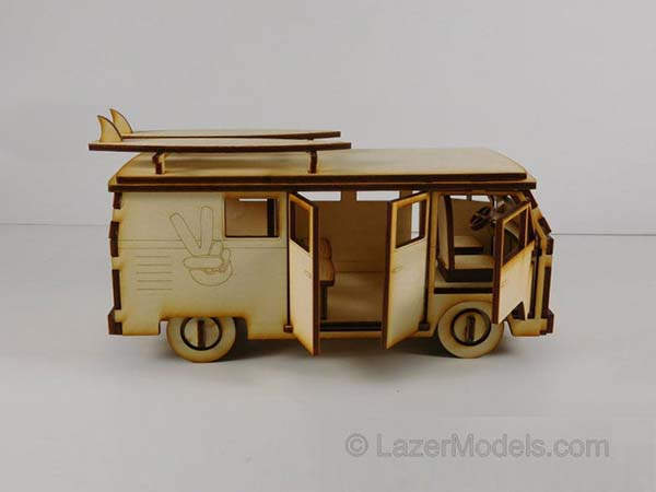 Wooden mdf V W Split screen novelty craft embellishment camper van shape 3 mm 