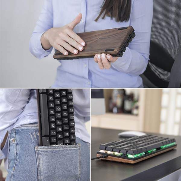 Woo-dy 67-Key Wooden Compact Mechanical Keyboard with RGB Backlight