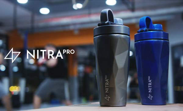 NitraPro Smell-Free Stainless Steel Protein Shaker Bottle