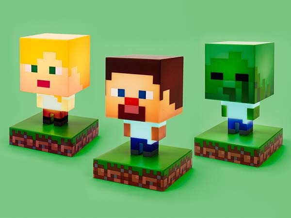 The Pixelated Icon LED Light Features 3 Minecraft Characters