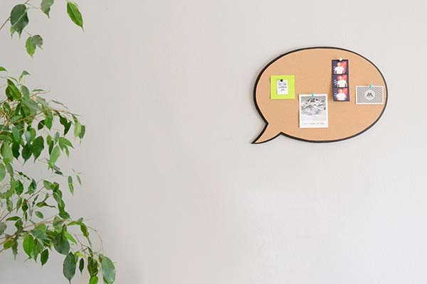 Handmade Cork Bulletin Board Inspired by Comic Speech Bubble