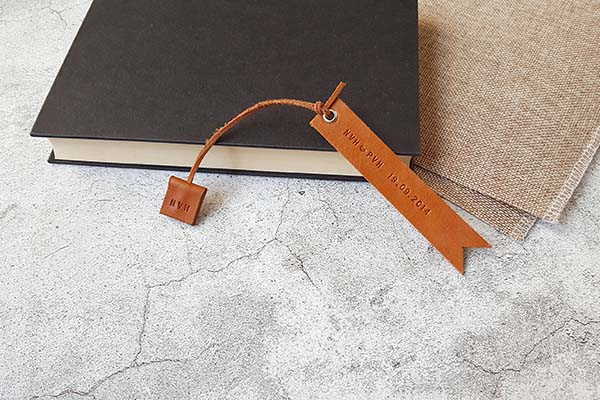 Handmade Personalized Leather Bookmark with a Square Tag