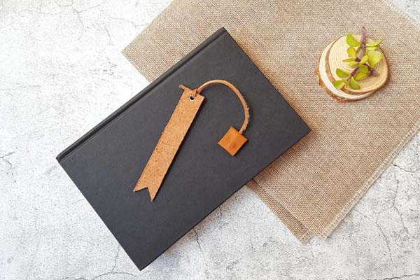 Handmade Personalized Leather Bookmark with a Square Tag
