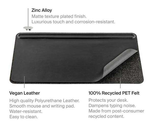 Orbitkey Leather Desk Mat with Magnetic Cable Holders