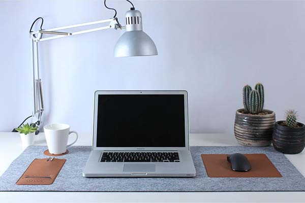Handmade Wool Felt Desk Pad with Leather Mouse Pad, Drink Coaster and Pen Holder