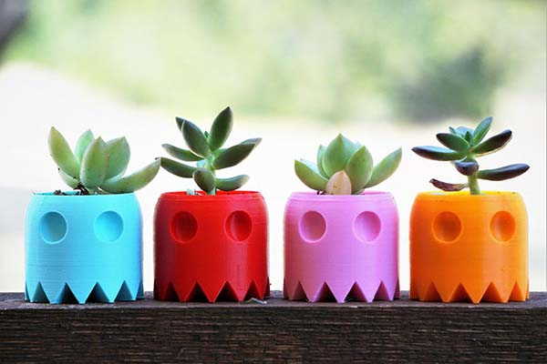 Pac-Man and Ghost 3D Printed Planters