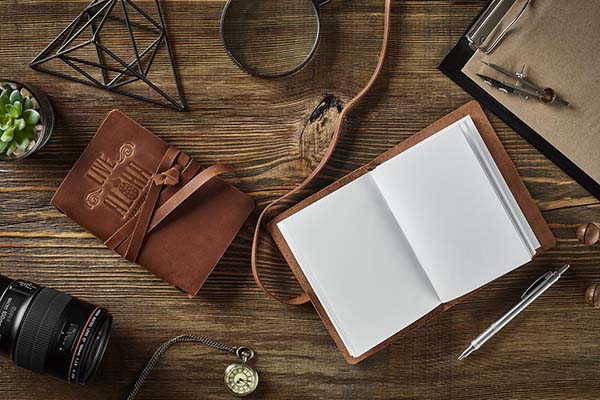 Handmade Personalized Leather Travel Journal with Strap