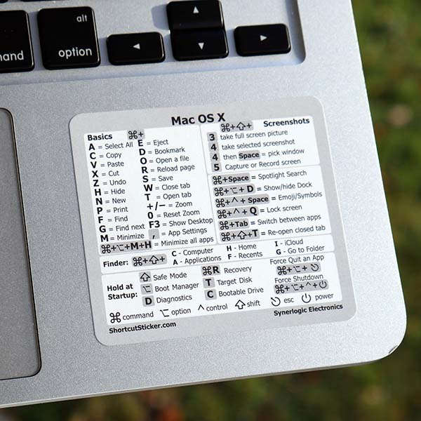 Synerlogic Handmade MacBook Shortcut Vinyl Sticker for Mac OS X