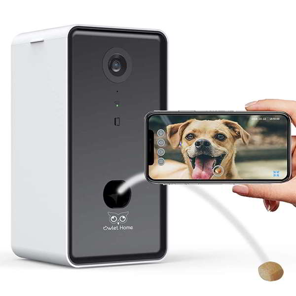 Owlet Home Pet Camera with Treat Dispenser Compatible with Alexa