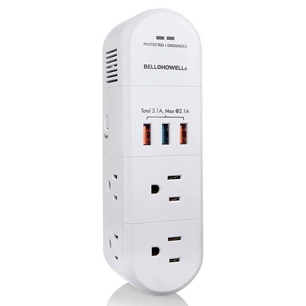 Swivel Power Portable Surge Protector with USB Charger