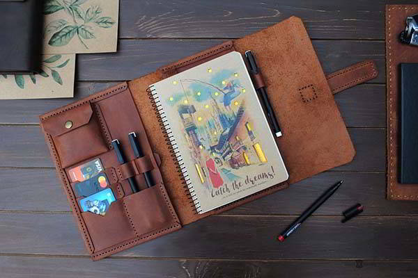 Handmade Leather Sketchbook Cover with Optional Personalization