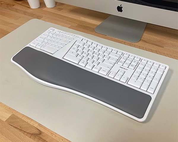 Macally Btergokey Wireless Ergonomic Keyboard with Wrist Rest Cushion for Mac