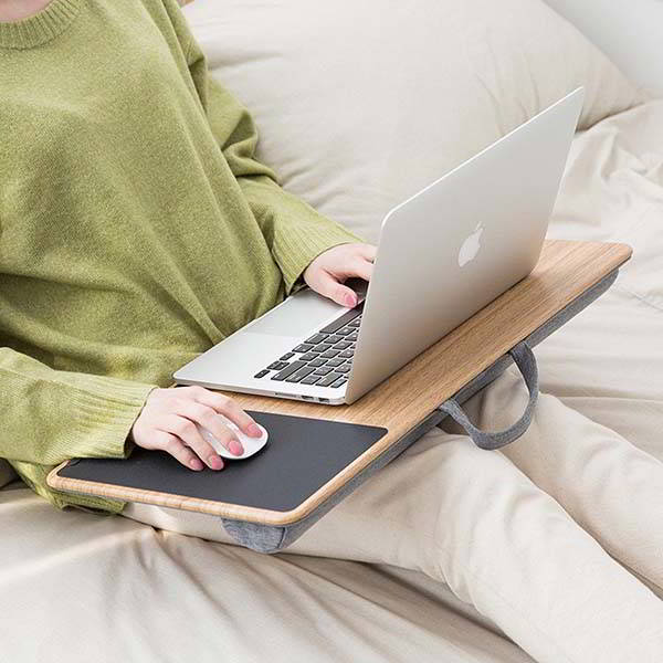 Handmade Wooden Lap Desk with Soft Cushion