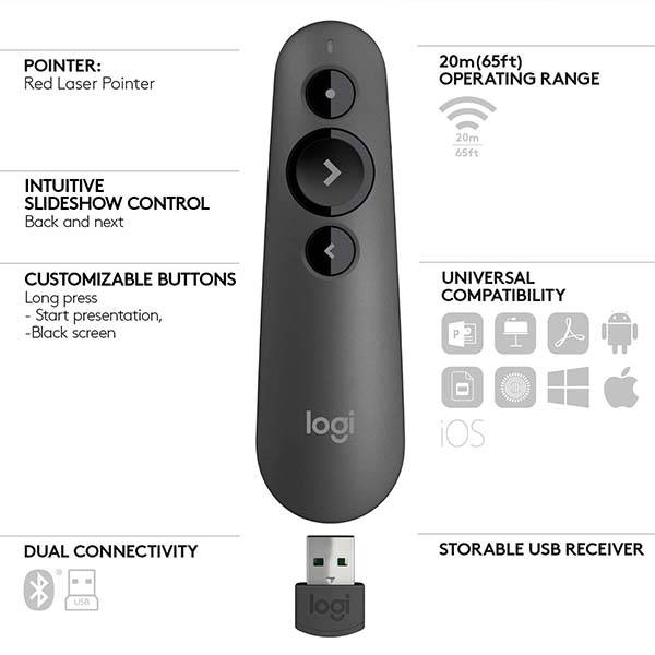 Logitech R500s Wireless Presenter with Laser Pointer