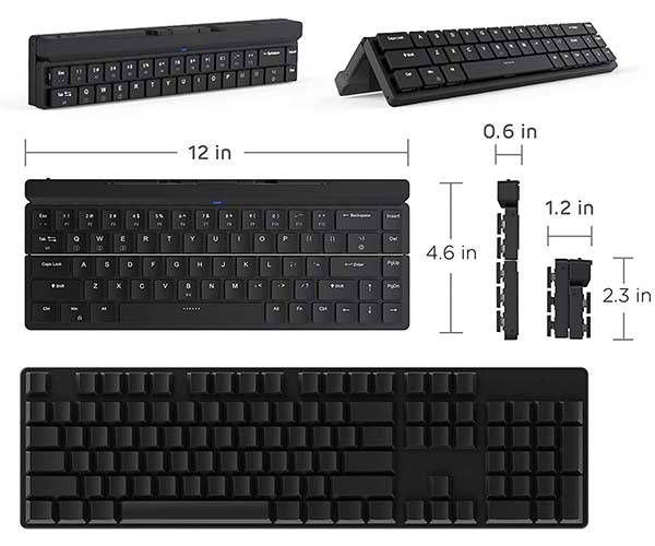 Royal Kludge RK925 Foldable Mechanical Keyboard with Bluetooth 5.1 and Phone Holder