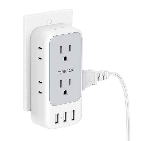 TESSAN 10 in 1 Outlet Extender with USB Wall Charger