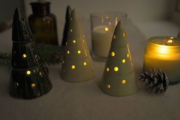 Handmade Ceramic Christmas Tree Tea Light Holder