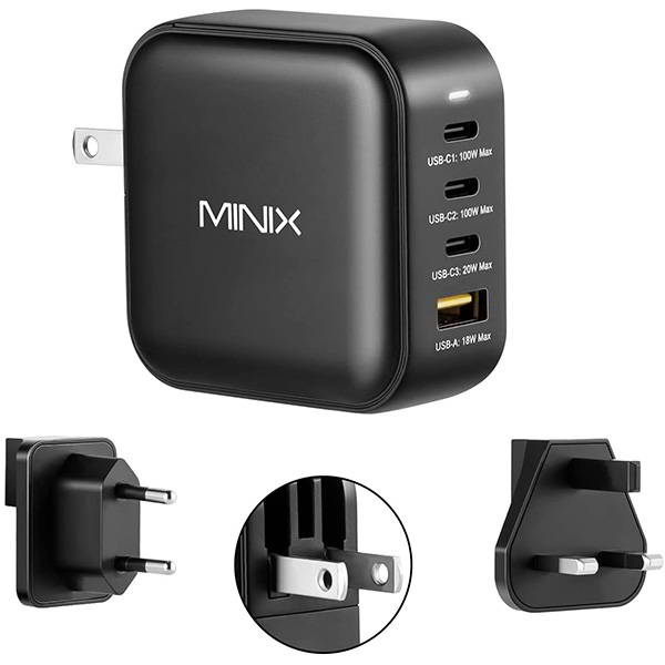MINIX NEO P3 100W Turbo GaN Charger with Travel Adapters