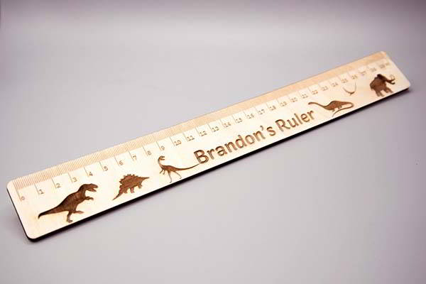 Handmade Dinosaur Wooden Ruler with Personalization