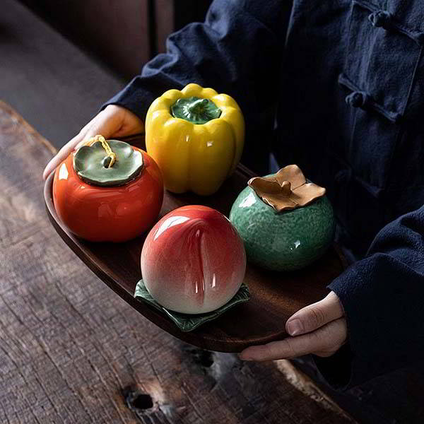 Handmade Fruit Shaped Ceramic Tea Canisters