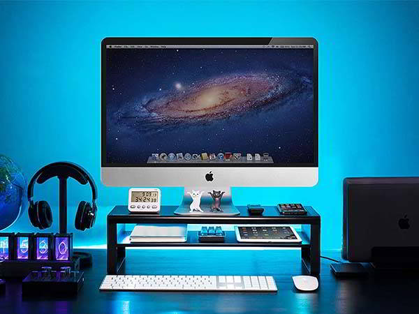 Vaydeer 2-Layer Aluminum Monitor Stand with Wireless Charger and USB Hub