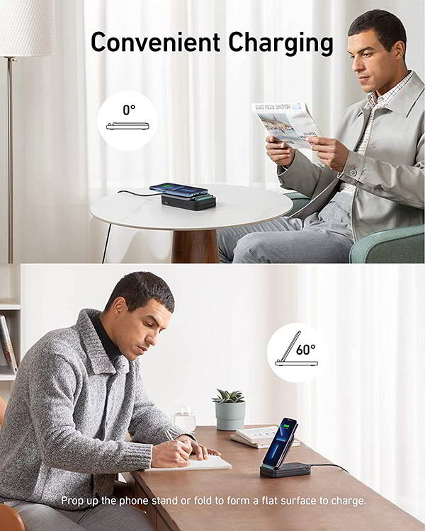 Anker 533 3-In-1 Magnetic Wireless Charging Station with USB-C Wall Charger and Cable