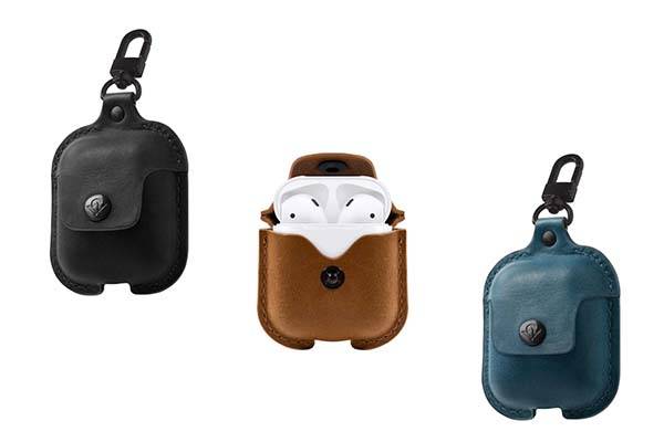 Étui AirSnap Twelve South - Housse Cuir Avec Clip Pour AirPods | Protection, Anti-Perte, Charge Sans Fil Compatible - Noir