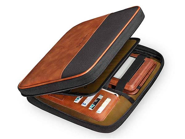 The Two Layer Leather Accessory Pouch For Mobile Devices USB Cables The Two Layer Leather Accessory Pouch For Mobile Devices USB Cables